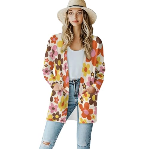 Image of Biyejit Women's Long Sleeve Open Front Cardigan Casual Loose Lightweight Cardigans with Pockets Drape Cardigan