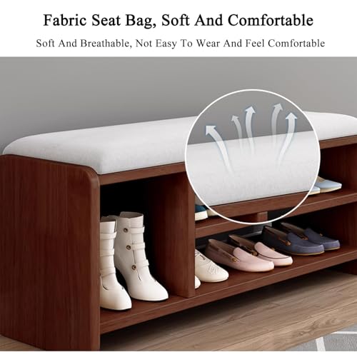 Siège rembourré et banc à chaussures L80 cm avec étagère de rangement intégrée - 5