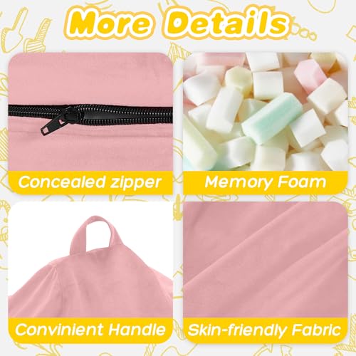 Image of HABUTWAY 2FT Bean Bag Chair, 2' Beanbags Small Bean Bag Chairs with Filling, Teardrop Bean Bag Chair Luxurious Velvet Ultra Soft Fur with Removable Cover (Pink)