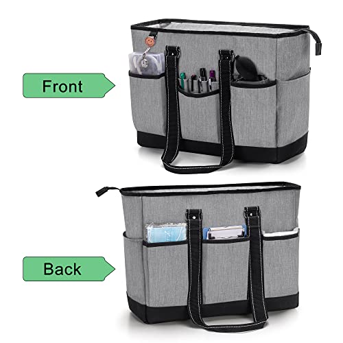 Damero Nurse Tote Bags, Nurse Shoulder Bag with Padded Laptop Sleeve and Mutiple Pockets for Work, Home Health Care, Gray4