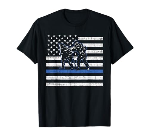 Thin Blue Line Swat Team Shirt US Flag American Police T-Shirt