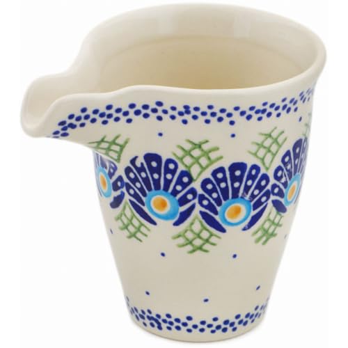 Authentic Polish Pottery Creamer in Tail Feathers Design Handmade in Boles?awiec Poland + Certificate of Authenticity
