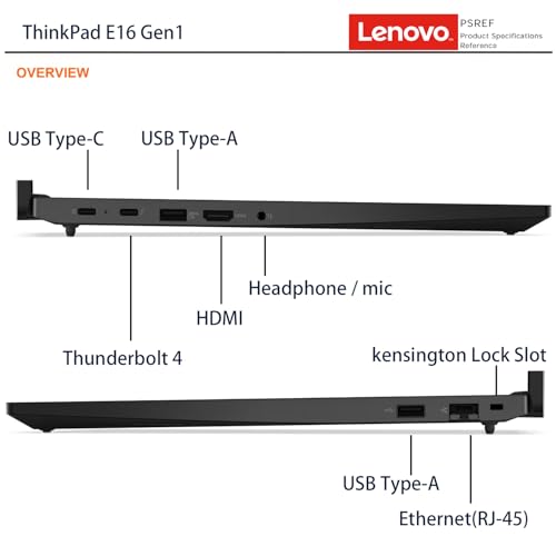 Image of Lenovo ThinkPad E16 Laptop, 16 inch WUXGA IPS, 13th Gen i5-1335U (> i7-1265U), 16GB RAM, 1TB (512GB SSD+500GB External), Backlit Keyboard, Fingerprint, RJ-45, Windows 11 Pro - Smooth & Fast Performance