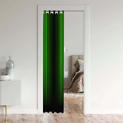 Ombre Green Black Doorway Curtain Privacy Door Cover Curtain Modern Art Privacy Heat Blocking Blackout Thermal InsulatedCurtain Geometric Darkening Blackout Curtains for Bedroom 132x203cm 1 Panel - Image 3