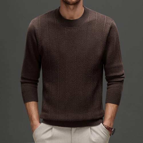 Men's Classic Crew Neck Sweater 100% Wool Casual Long-Sleeve Cable-Knit Pullover2