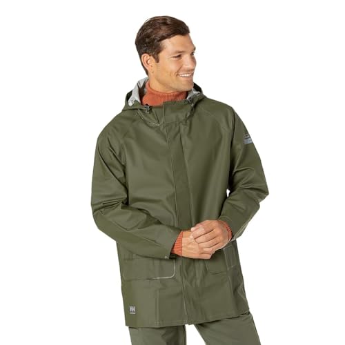 Helly-Hansen Workwear Mandal Waterproof Jacket for Men – Adjustable Hood, PVC-Coated Protective Windbreaker & Rain Coat