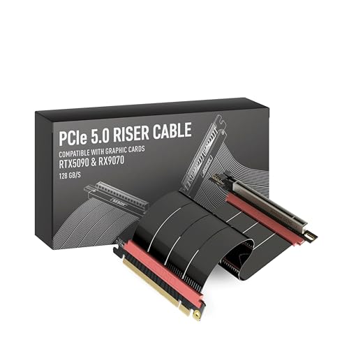 Image of LINKUP PCIE 5.0 Riser Cable | for Vertical GPU Mount | Right Angle | Graphics Card GPU Ready | Usable with PCIe 4.0 & RX 9070 / RTX5090 | 40cm (Total Length: 44cm)