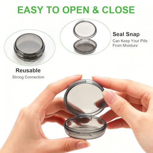 Image of Small Pill Case,8 Pack Round Pill Storage Boxes,Portable Tiny Pill Organizer Container for Pocket Purse,Compact Medicine Caddy Dispenser for Caping, Trip, Travel - Black + White