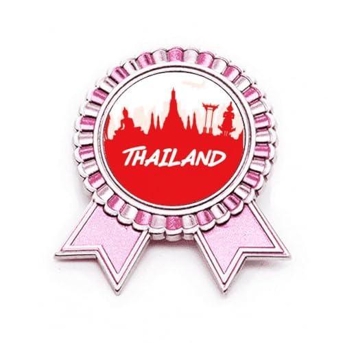 Broche rose Thaïlande en métal de taille M ornée d'un élégant contour rouge