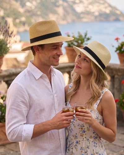 Image of Zylioo XXL XL Straw Hats for Men Big Heads,L M S UV Summer Fedora Panama,UPF Beach Sun Hats for Women Travel Hat
