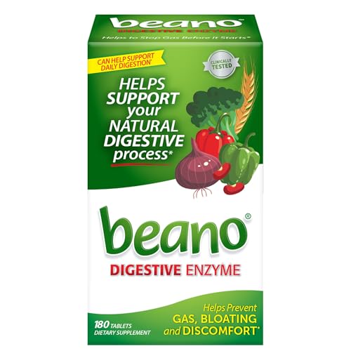 Image of Beano Digestive Enzyme, Preventive Gas Relief for Adults, Helps Prevent Gas & Bloating, 180 Tablets