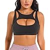 Push up Sports Bra for Women Sexy Hollow Crop Tops with Removable Cups Yoga Workout Fitness Yoga Bra Medium Support Black Medium