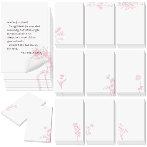 Image of Spiareal 100 Pcs Blank Note Cards Index Card, Pink, 4 x 6 in, Floral