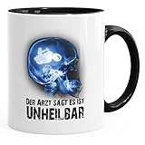 MoonWorks® Kaffee-Tasse Xray Der Arzt sagt es ist unheilbar Hobby Schädel Röntgenbild Biker Motorrad Chopper Motorradfahrer Geschenk-Tasse schwarz unisize