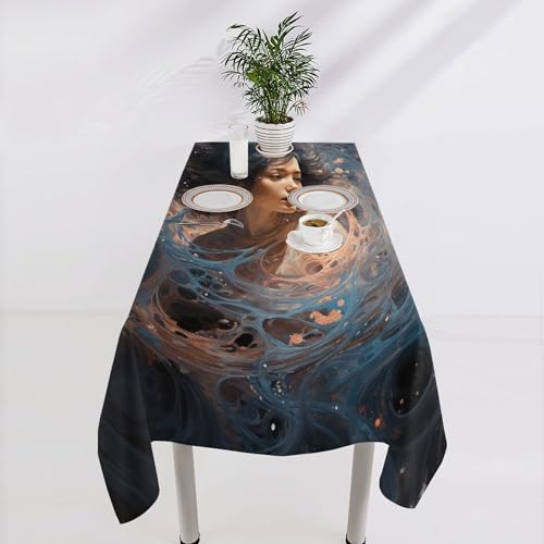 Nappe en lin lavable avec trou central pour éviter les plis de table - 5