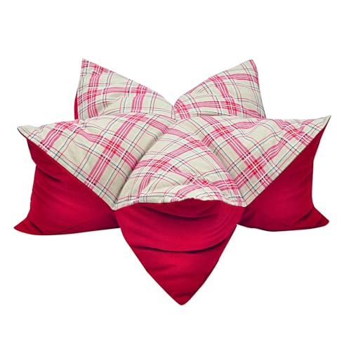 Aumüller Sternenkissen Karo, Beige/Rot - 70 cm - Liegekissen für Hunde und Katzen