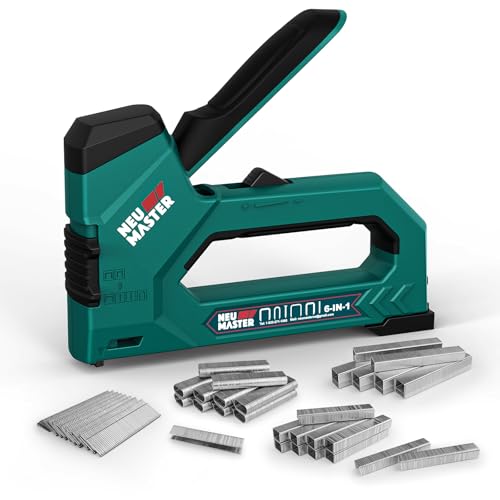 NEU MASTER 6-in-1 Staple Gun, Upholstery Staple Gun with 4000 Counts Staples, Staple Gun Heavy Duty for Wood, Fixing Material, Decoration DIY, Carpentry, Furniture