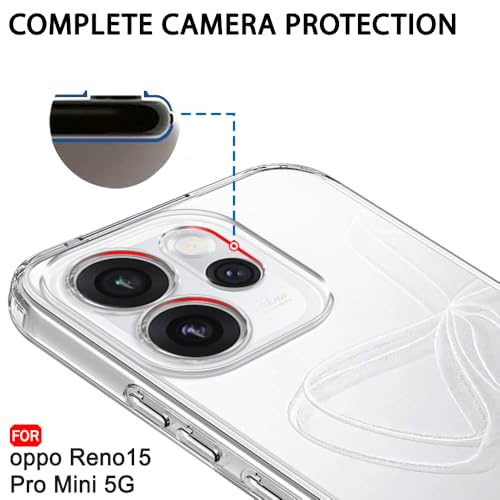 Image of TheGiftKart Back Cover Soft Case for Oppo Reno 15 Pro Mini 5G | Best Camera Protection | Inbuilt Dust Plugs & Anti-Slip Grip | Ultra Clear Slim Back Cover for Reno15 Pro Mini (Silicone, Transparent)