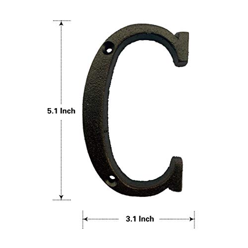5 Inch House Numbers, Cast Iron House Numbers for Outside, Address Numbers for Houses, Farmhouse, Garage, Shop, Offices, Hotel, LETTER C
