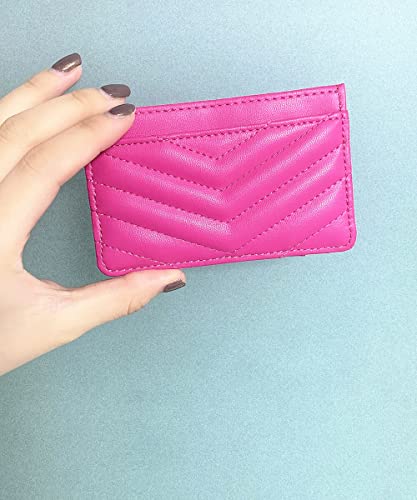 AUNER LEATHER Heart Shaped Quilted Card Holder - Valentines Day Gifts for Teen Girls, Slim Front Pocket Wallet Gifts for Daughter, Sister, Birthday Gifts for Teenage Girls & Women