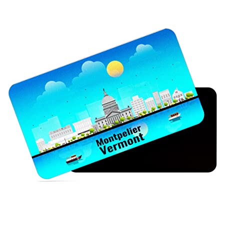 Image of dhcrafts Rectangular Rubber Fridge Magnet /Magnetic Card Blue Vermont Montpelier Design Pack of 1 (8.6cm x 5.4cm)