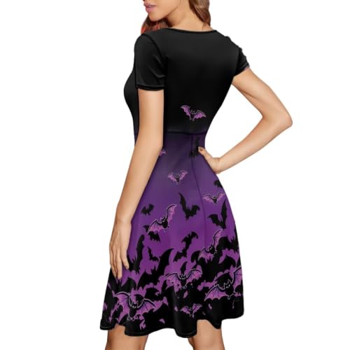 Image of AFPANQZ Womens Casual Summer Lightweight Vintage Dress Short Sleeve Midi Dress Knee-Long Luxury Formal Dress