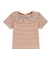 Petit Bateau Baby Mädchen Kurzarmbluse, Braun Toast / Weiss Doll, 18 Monate