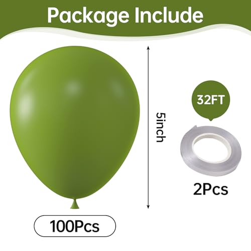 Image of KALOR Retro Sage Green Balloons,100 Pcs 5 Inch Mini Matte Latex Balloons for Balloon Garland Arch, Birthday Decoration, Wedding Party, Baby Shower Decorations