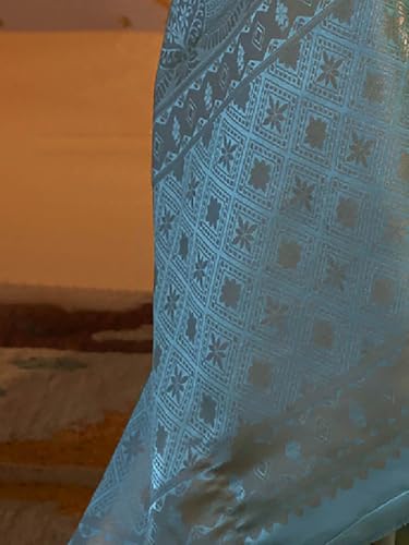 Image of SWORNOF Women's Banarasi silk Saree With Unstitched Blouse Piece