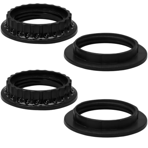Qjaiune 4PCS Lamp Shade Ring Set, 34mm 39mm Black Threaded Socket Retainer