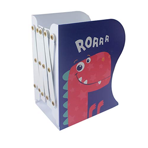 Citmage Adjustable Bookend Metal Dinosaur Pattern Bookends Non-Skid Heavy Duty Book Holder Stand Hold Books,Magazines,Cookbooks(5.7''x3.9''x7.4'') (Blue-red) - Thumbnail 5