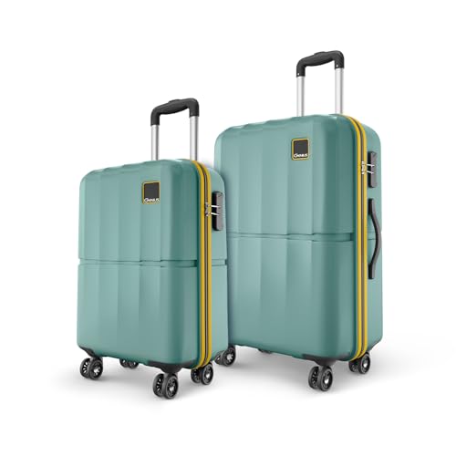 Image of Safari Genius Theo 8 Wheels Set of 2 (Cabin + Medium) Trolley Bags, Hard Case Polycarbonate, 360 Degree Wheeling Carry-on & Check-in Luggage, Suitcase for Travel, Trolley Bags for Travel, Sage Green