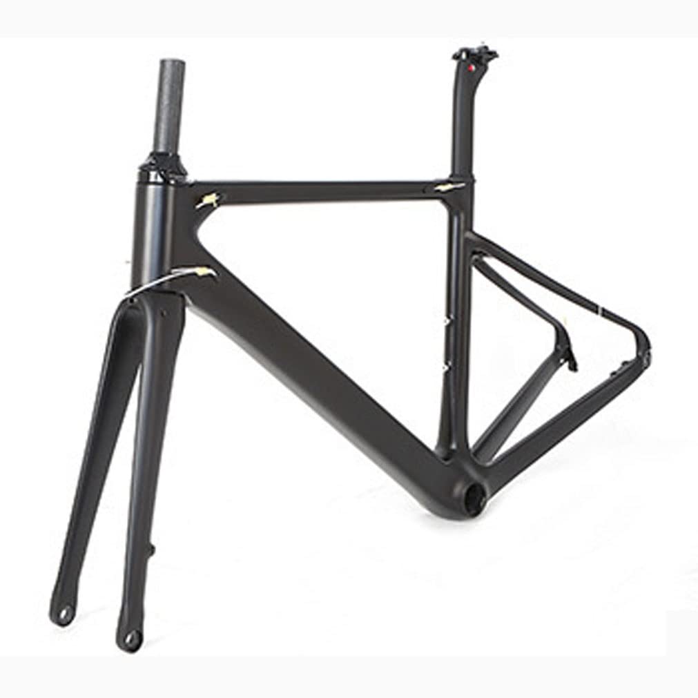 HIMALO Disc Brake Road Bike Frameset Carbon Climbing Cross-Country Racing Frame 45/48/51/54cm Thru Axle 100/142mm Breaking Wind Frame Internal Routing(45CM)