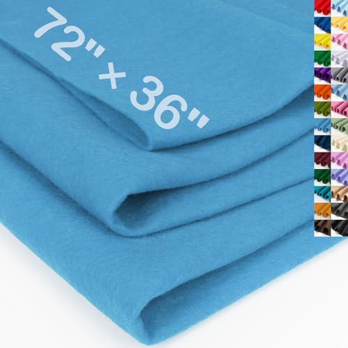 Image of XSEINO Sky Blue Large Felt Fabric 72 inch X 36 inch(2 Square Yards), 1.4 mm Thick Soft Felt Fabric Sheet for Crafts, Blue Series Colors Soft Nonwoven Fabric, Fit for Decoration, Sewing, DIY Crafts