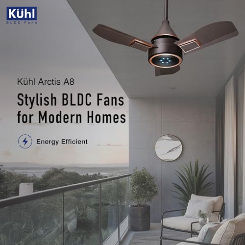 Image of KUHL Arctis A8 600 mm BLDC 65% Power Saving BLDC Ceiling Fan With Remote | BEE 5 Star Rated & ISI Marked | High Air Flow & LED Indicators | 5 Year Warranty on Motor | Espresso