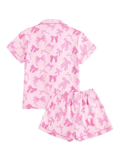 Image of Verdusa Pajamas For Women Set 2 Piece Cute Pjs Sleepwear Lounge Sets | Pj Sets For Woman, Button Down Shirts With Pajama Shorts, Cute Print, Comfy Sets