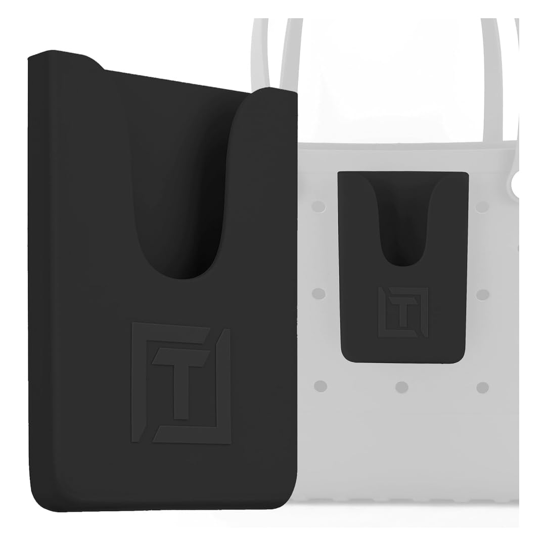 ABINSilicone Phone Holder Compatible with Bogg Bag, Soft Silicone Charm Insert Accessories and Attachment for Bogg Beach Bags, Generic & Portable Size Fits for iPhone and Android Phones (Black)