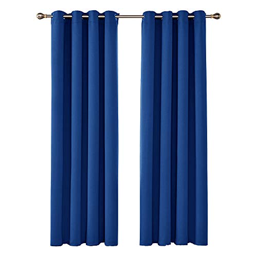 UMI by Amazon Cortinas Opacas de Dormitorio Moderno Térmicas Aislantes Luz para Habitación Suaves 2 Paneles con Ojales 140 x 290 cm Azul Oscuro