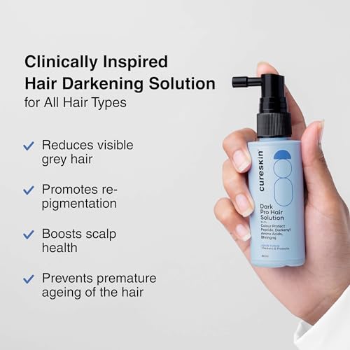 Image of Cureskin Anti Grey Hair Serum | Restores Natural Hair Colour Without Dye | Peptide-52, Acetyl Tyrosine & Larix Extract | For Head & Beard | 3 Months Supply (180 ml)