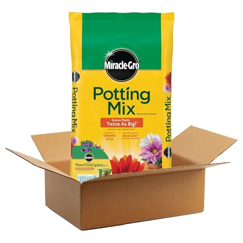 Miracle-Gro 2 Cu Ft Potting Mix and 24-Pack Indoor Plant Food Spikes for Garden Soil - Continuous Feeding for Houseplants, Outdoor Gardening, Vegetable Planting, and Container Growing