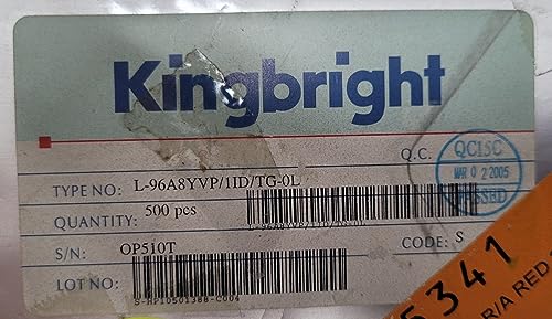 (1 PC) L-96A8YVP/1ID/TG-0L KINGBRIGHT LED Uni-Color Red 625nm T/R