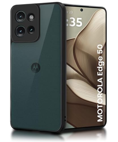 Image of WOW IMAGINE Shockproof Hybrid Back Cover for Motorola Moto Edge 50 5G | Hard Slim fit Back Case | PC & TPU | Clear Transparent Case - Black