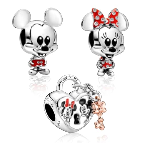 oosheon 3 colgantes de ratón de plata de ley 925, colgantes de ratón de plata para pulseras, abalorios, colgantes de plata y ratón compatibles con collares europeos pulseras para mujeres, Plata