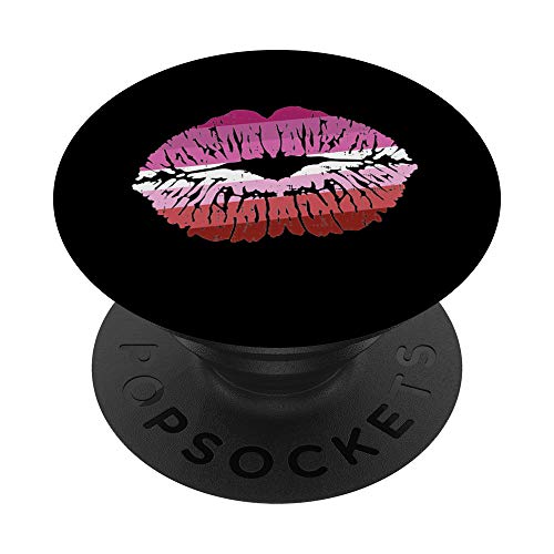 Lesbian Pride Lips Kiss Butch Gay Tomboy LGBT Flag Gift PopSockets PopGrip: Swappable Grip for Phones & Tablets