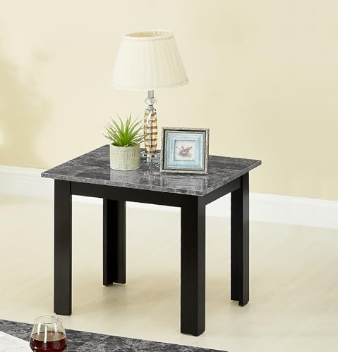 Elegant 3-Piece Coffee & End Table Set, Faux Marble Top, Gray