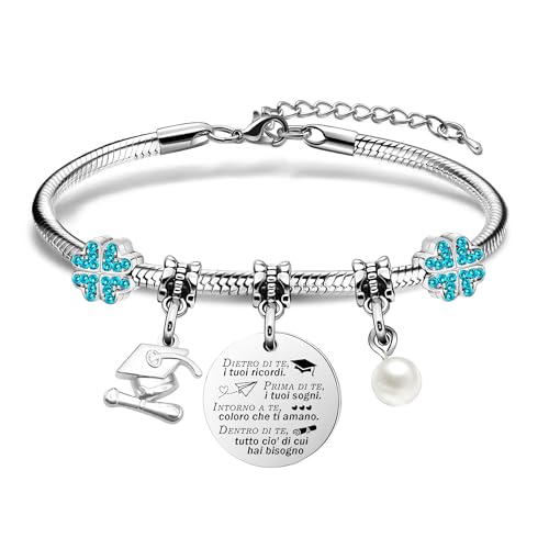 Mieoyue Regalo laurea per le donne Bracciale d'argento di laurea Gioielli ispiratori fortunati Regalo per le congratulazioni ai laureati