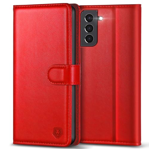 Funda Samsung S21 Kuafcase roja con 4 ranuras para tarjetas y soporte antichoque