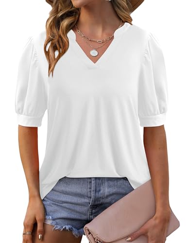 Beluring Oberteile Damen Sexy V Ausschnitt T-Shirt Puffärmel Schick Tops...