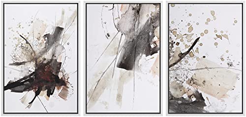 NWT Framed Wall Art Print Set Watercolor Explosion Variety Abstract Shapes Illustrations Modern Art Bohemian Colorful Pastel for Living Room, Bedroom, Office - 24"x36"x3 White