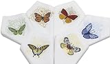 Quang Thanh Embroidery – 20”x20” Embroidered Cotton Napkins with Mix Butterflies Designs, Set of 6 T